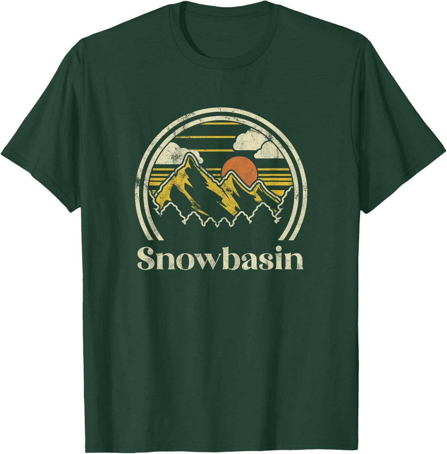 Snowbasin Mountains Utah Hiking Outdoors Retro T-Shirt - T-Shirt | Forest