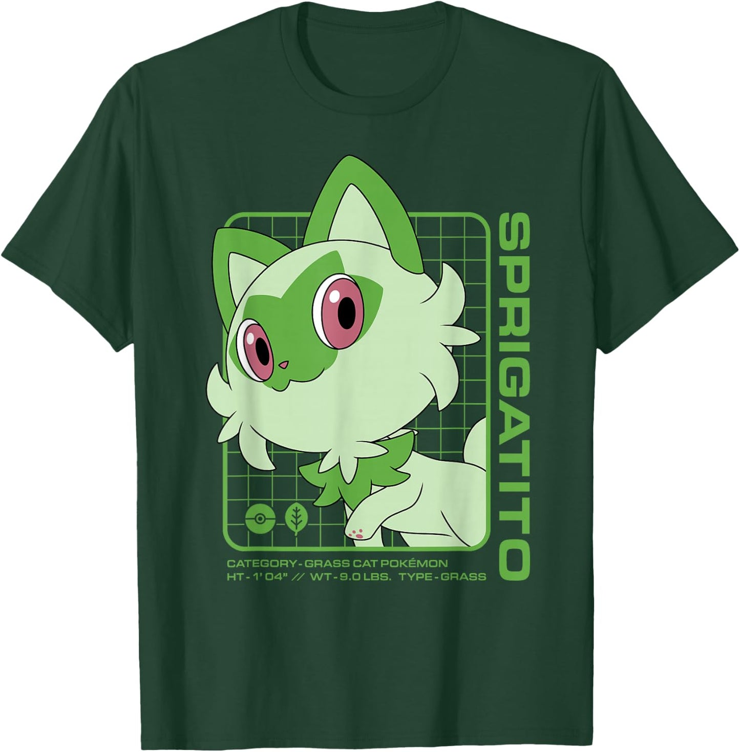 Pokémon - Sprigatito Stats T-Shirt - T-Shirt | Forest