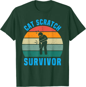 Cat Scratch Survivor I Survived a Feline Scratch Vintage T-Shirt - T-Shirt | Forest