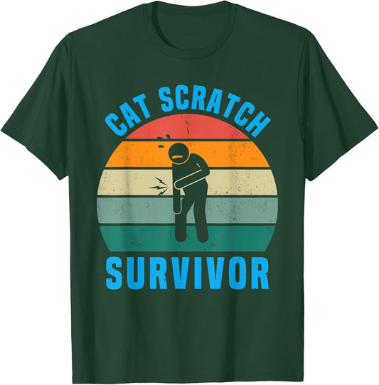 Cat Scratch Survivor I Survived a Feline Scratch Vintage T-Shirt - T-Shirt | Forest