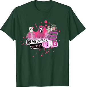 Weds. We Wear Pink Horror Villain Halloween Oct. Spooky Fun T-Shirt - T-Shirt | Forest