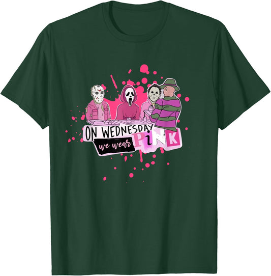 Weds. We Wear Pink Horror Villain Halloween Oct. Spooky Fun T-Shirt - T-Shirt | Forest