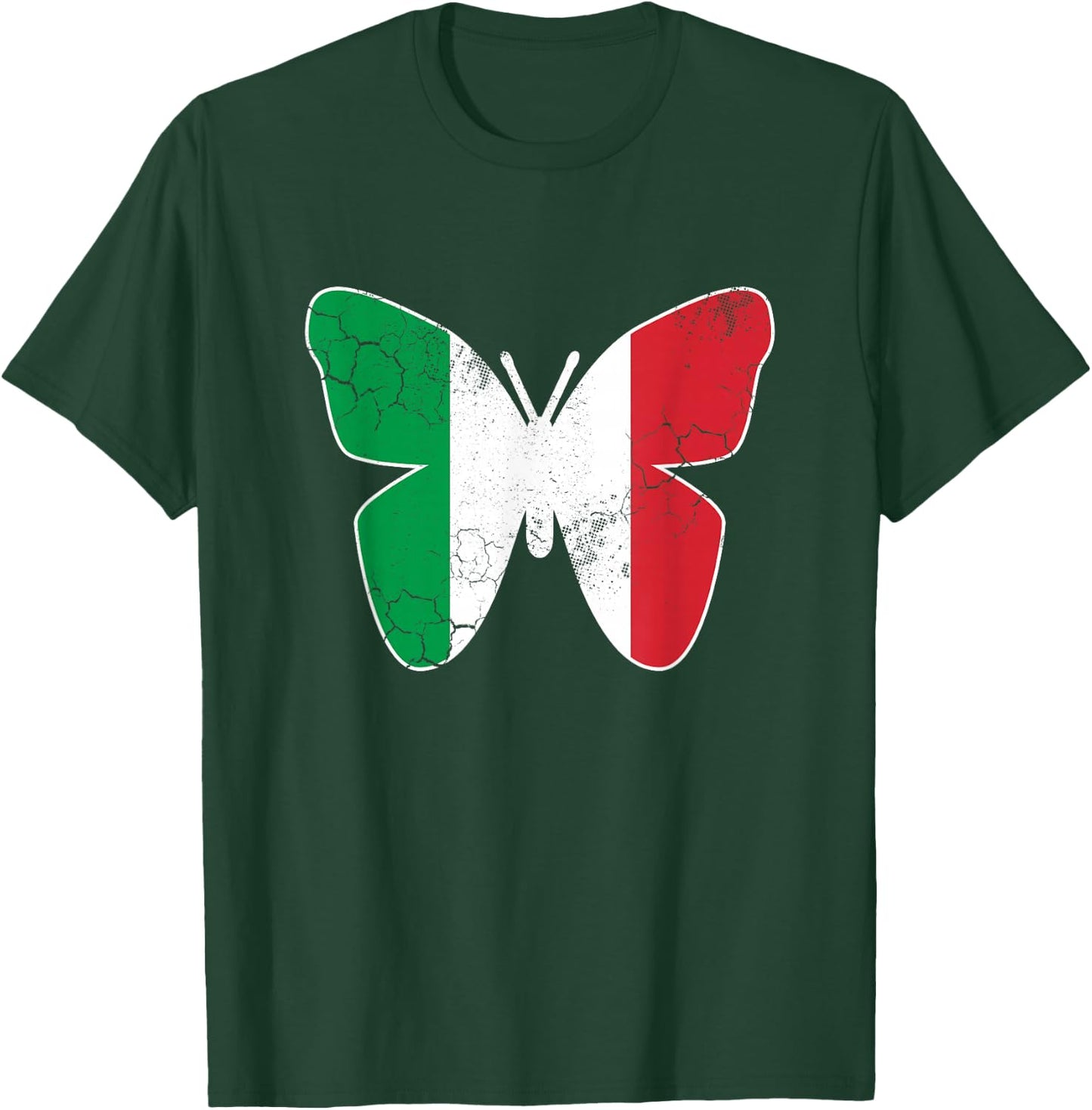 Italian Flag Butterfly Italia Italy Vintage Distressed T-Shirt - T-Shirt | Forest