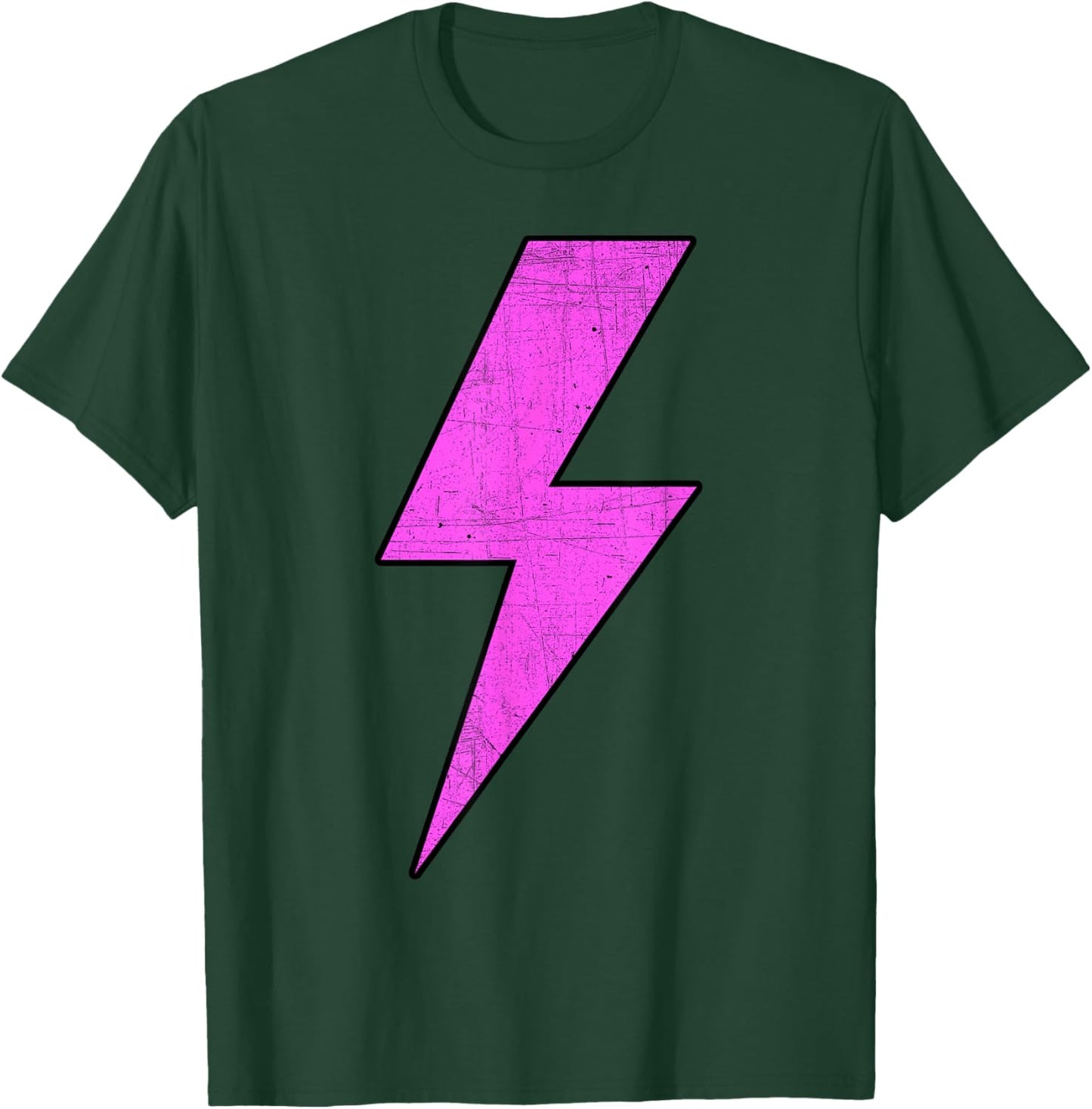 Retro Distressed PINK Lightning Bolt Energetic Bold Team T-Shirt - T-Shirt | Forest