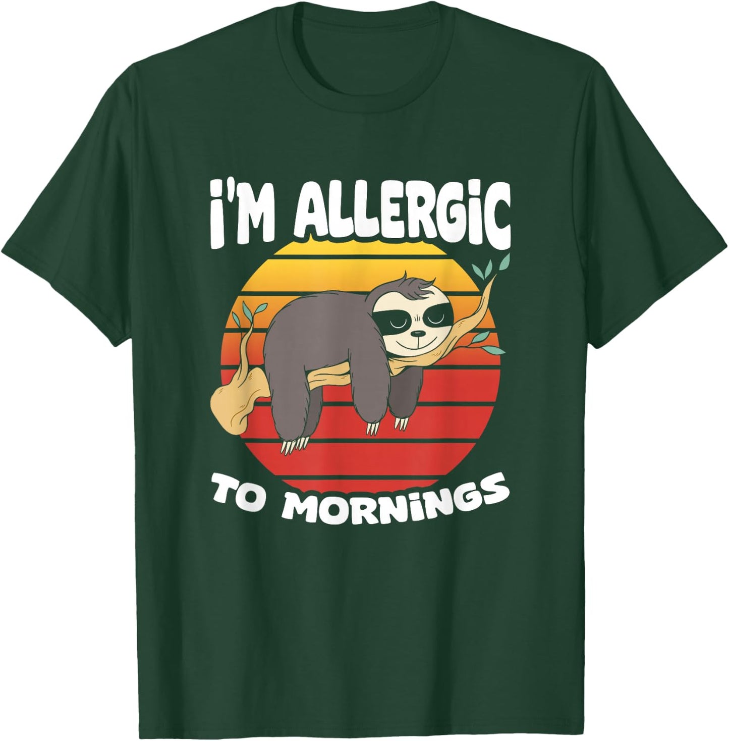 Allergic To Mornings Sloth Animal Sloths Lover Vintage Sloth T-Shirt - T-Shirt | Forest