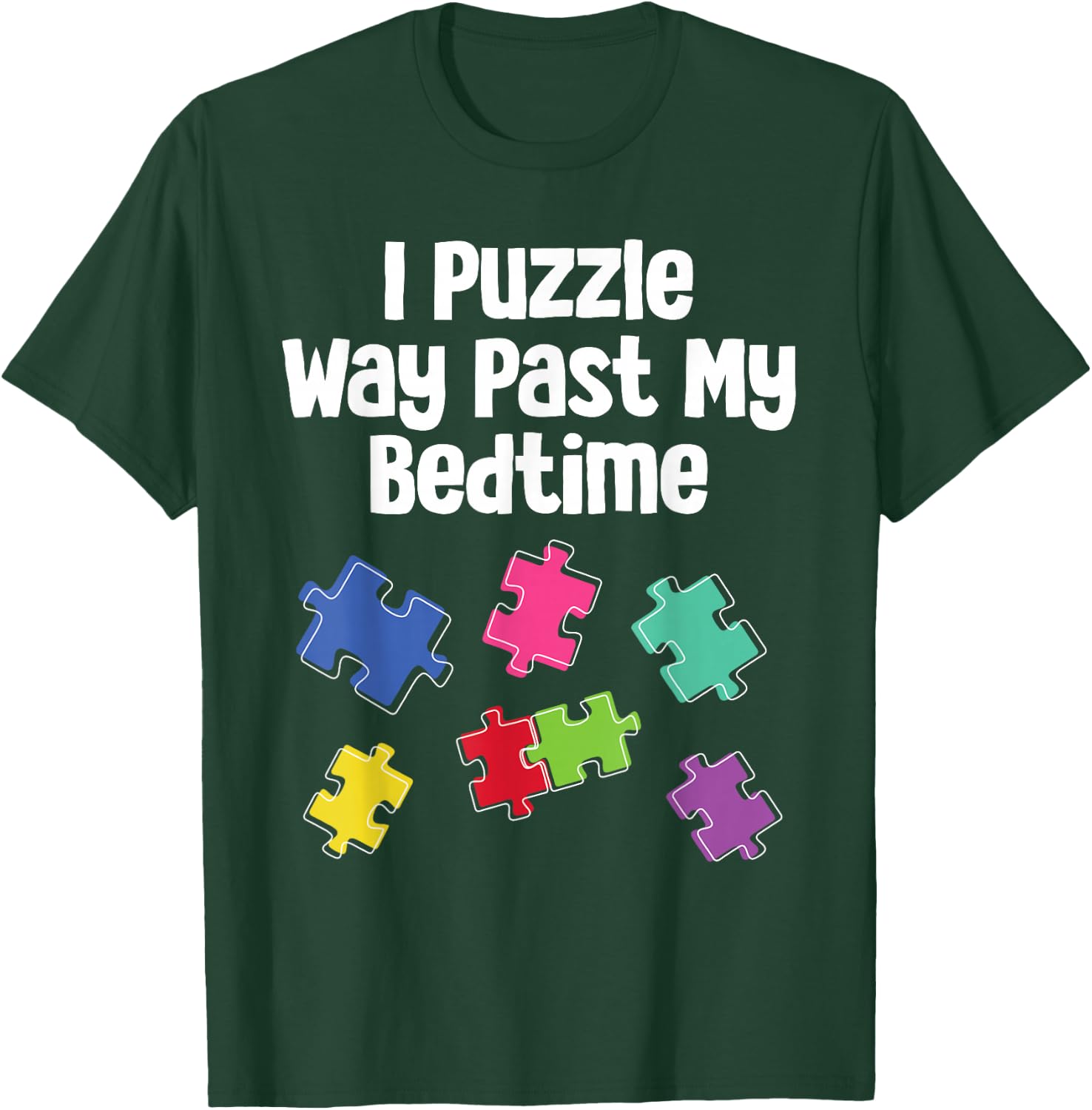 Cute Puzzler Gift Ideas For Jigsaw Puzzle Fan Puzzler Puzzling Funny Jigsaw Puzzle Way Past My Bedtime -Adults, -Kids Black Short Sleeve Classic Fit T-Shirt - T-Shirt | Forest