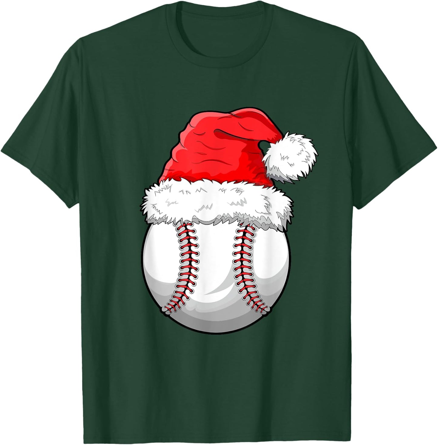 Christmas Baseball Ball Santa Hat Funny Sport Xmas Boys Men T-Shirt - T-Shirt | Forest