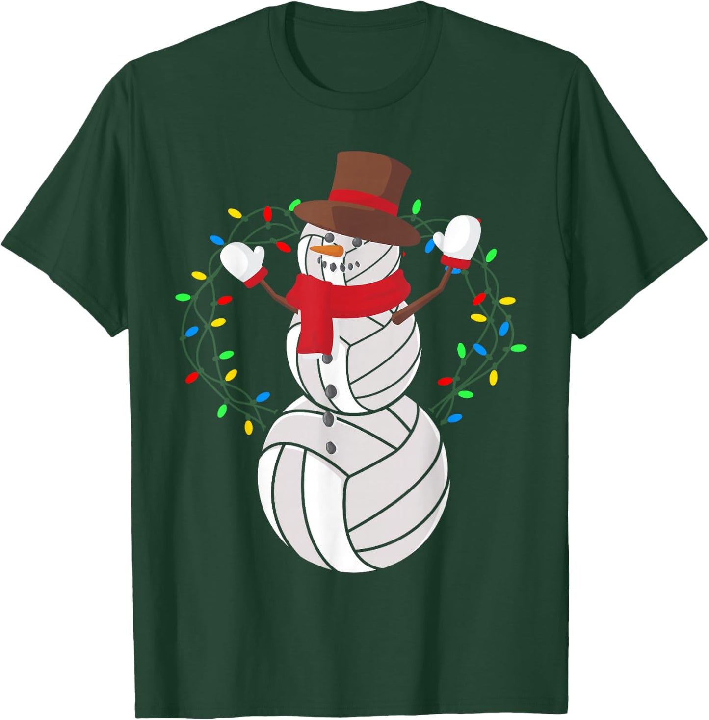 Volleyball Player Snowman Merry Xmas Christmas Day T-Shirt - T-Shirt | Forest