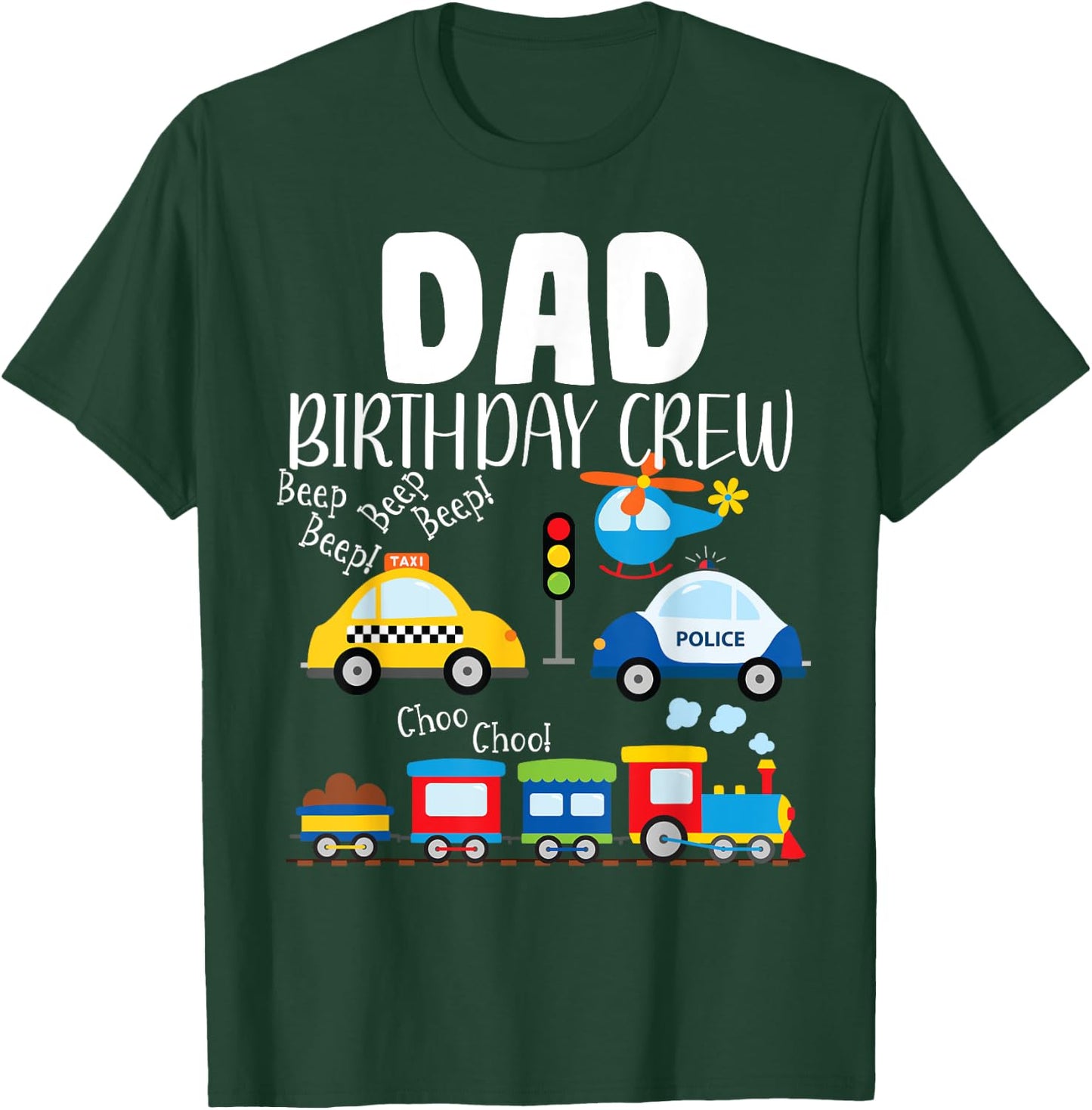 Dad Birthday Crew Trucks Train Birthday Party Toddler Bday T-Shirt - T-Shirt | Forest
