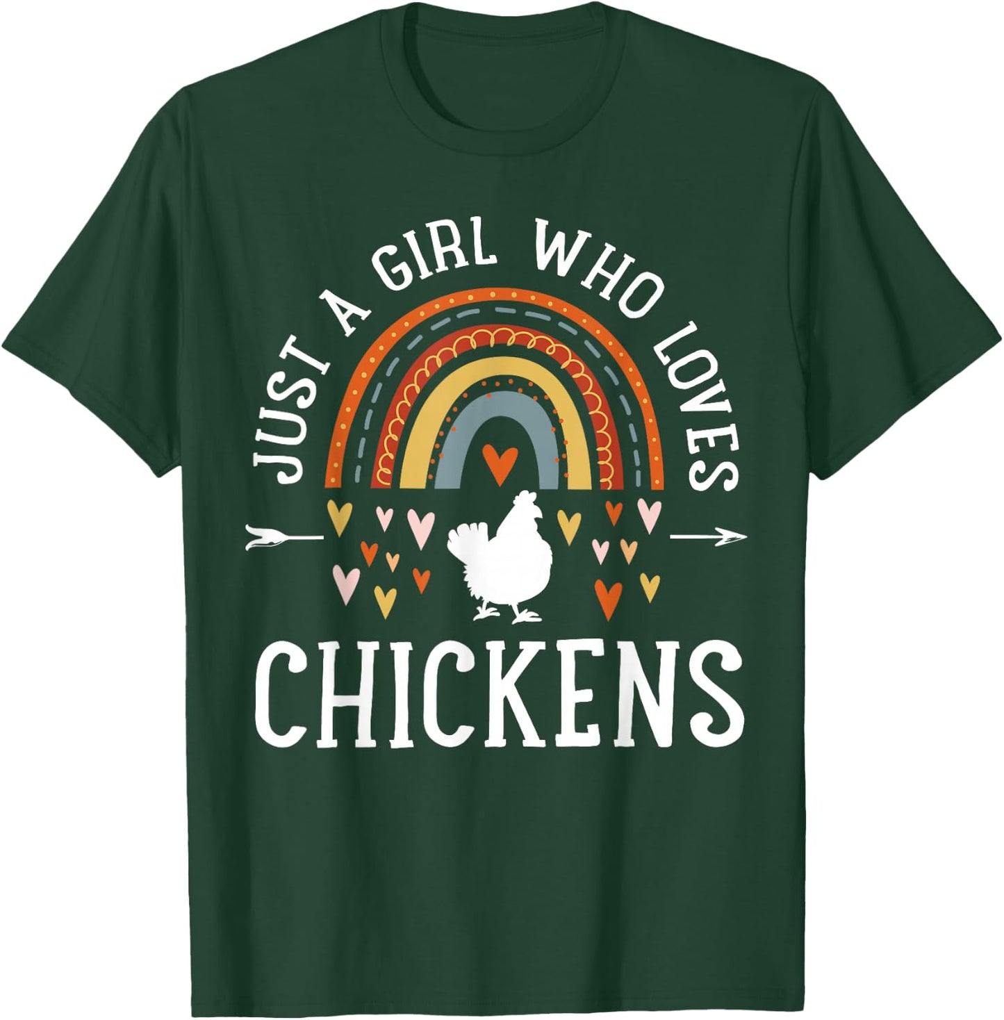 Just A Girl Who Loves Chickens Rainbow Gifts Chicken Lover T-Shirt - T-Shirt | Forest