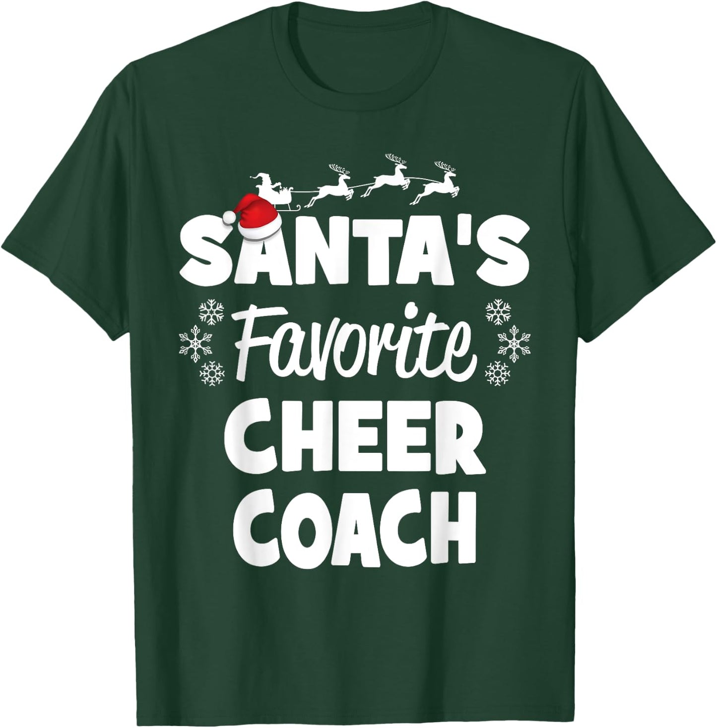 Santa's Favorite Cheer Coach Funny Christmas Matching T-Shirt - T-Shirt | Forest