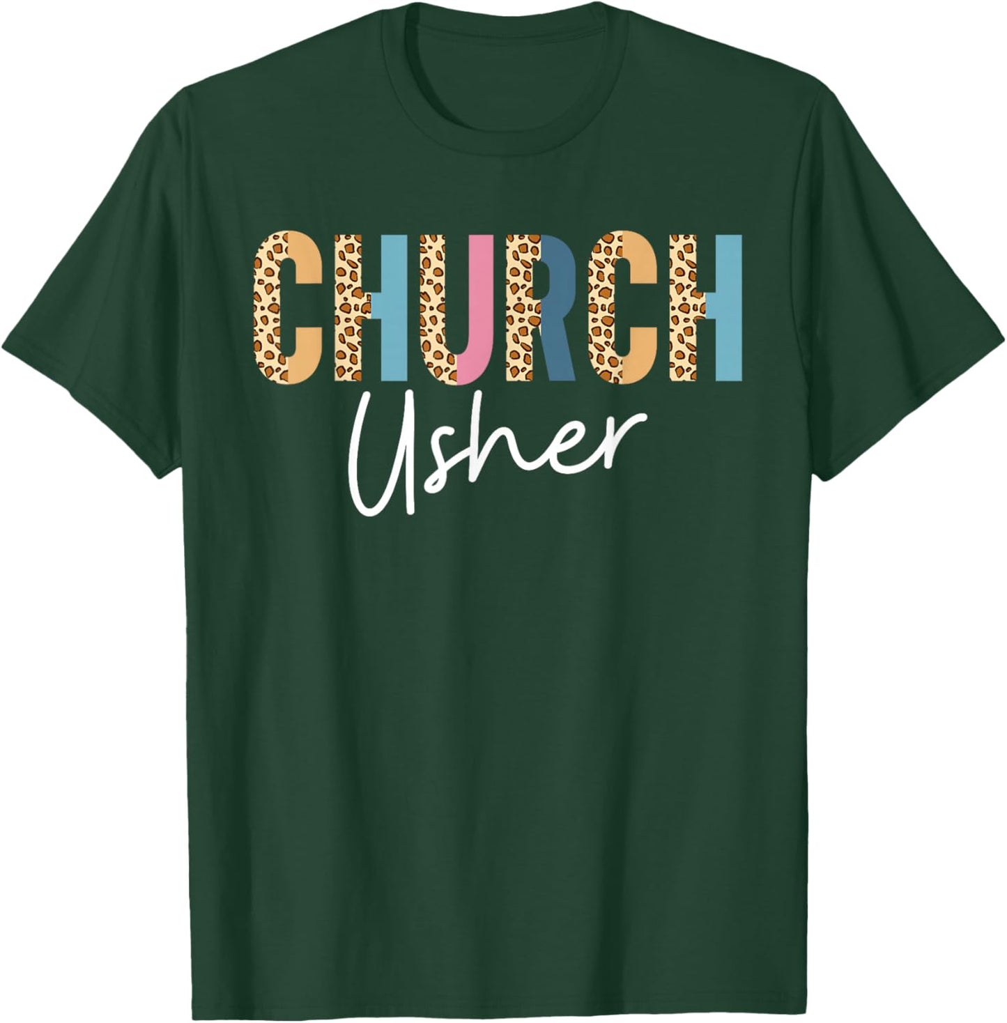 Church Usher Christian Bible Verse Leopard T-Shirt - T-Shirt | Forest
