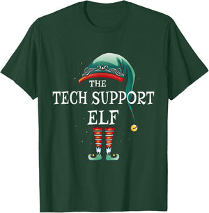 Tech Support Elf Job Christmas T-Shirt - T-Shirt | Forest