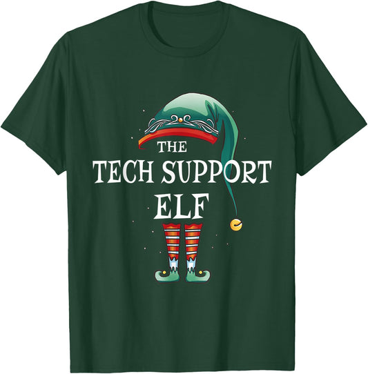 Tech Support Elf Job Christmas T-Shirt - T-Shirt | Forest