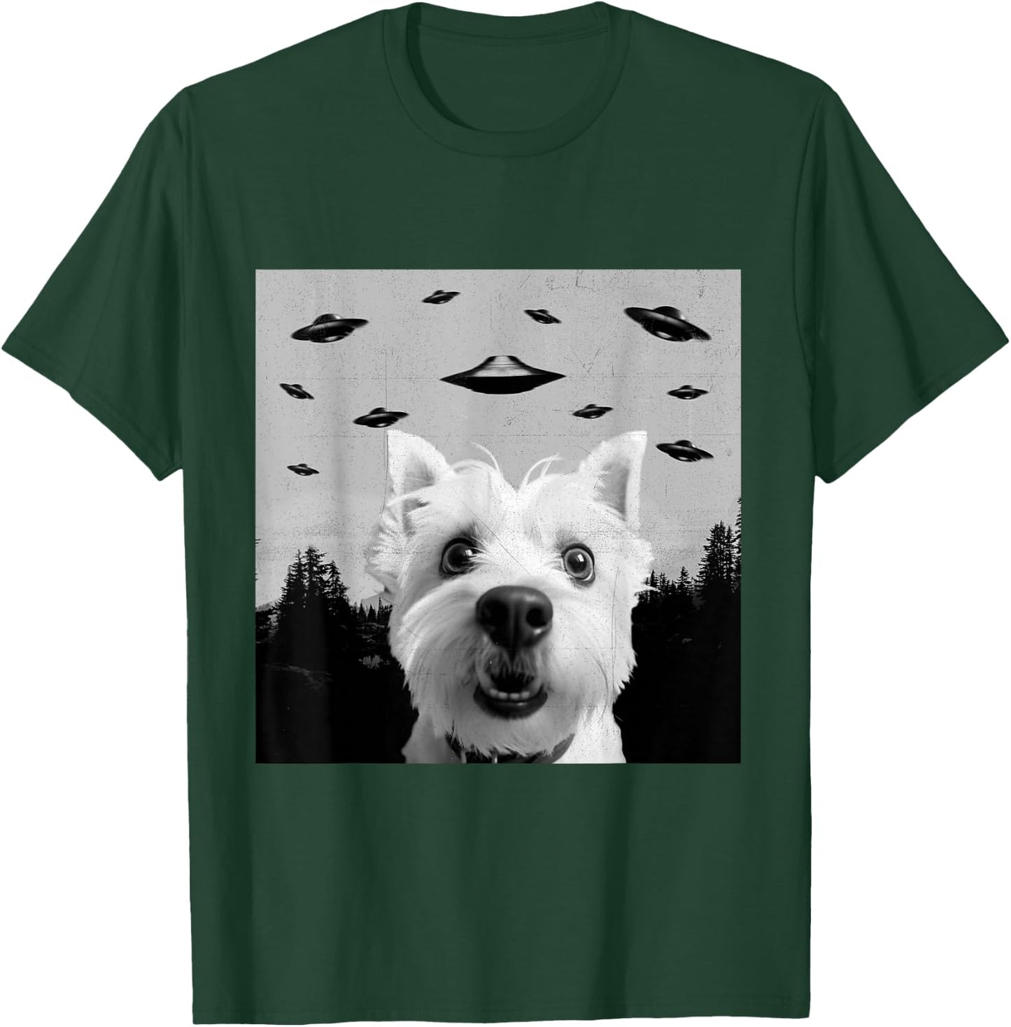 Alien UFO Funny West Highland White Terrier Westie Dog Lover T-Shirt - T-Shirt | Forest
