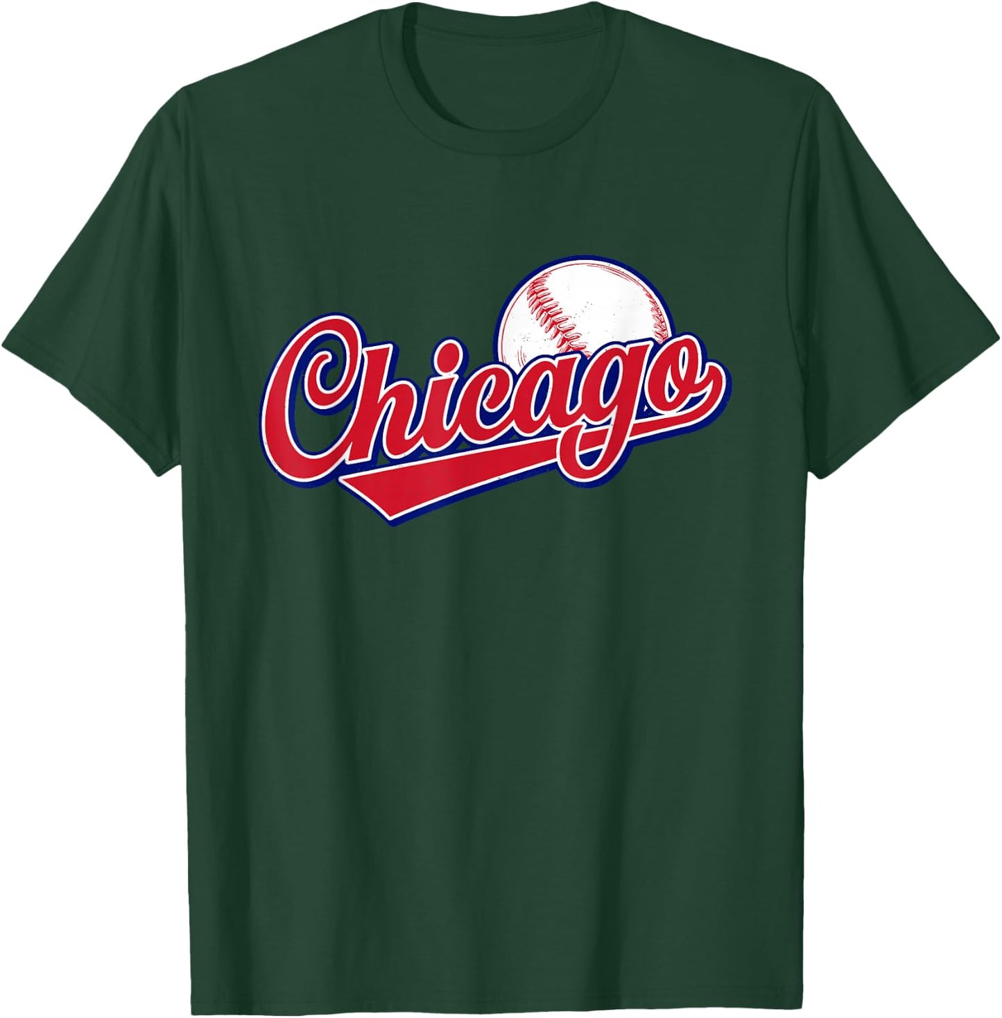 Vintage Chicago Funny Baseball Lover Graphic Men Women T-Shirt - T-Shirt | Forest