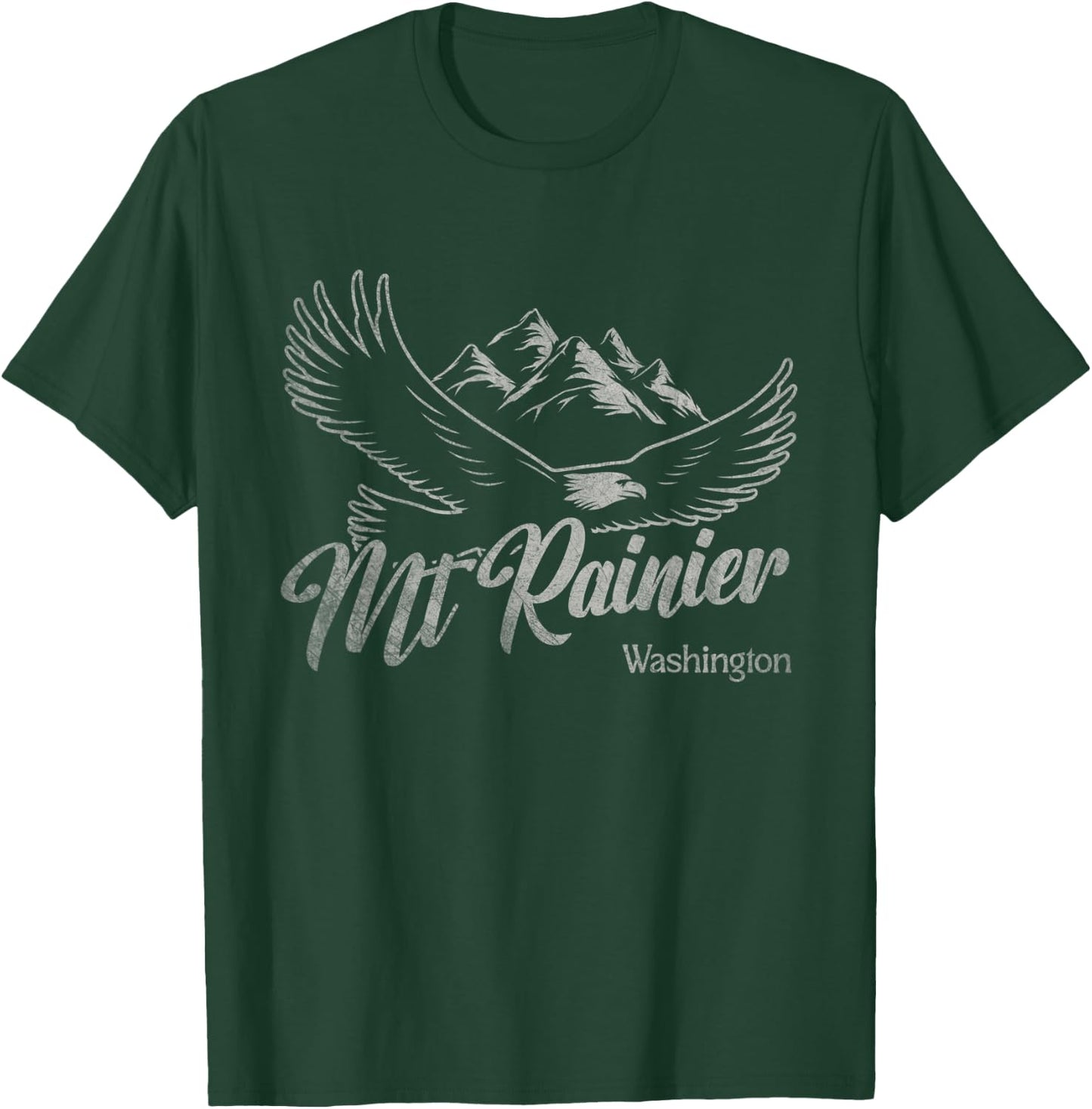 Vintage Mt Rainier Washington Mountains Eagle T-Shirt - T-Shirt | Forest