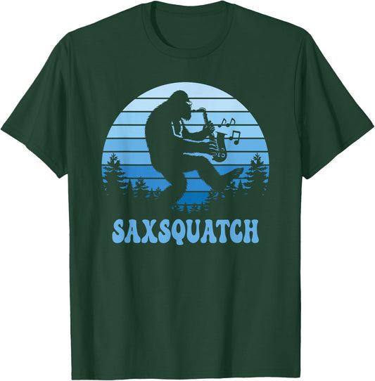 Saxsquatch Bigfoot Sasquatch Saxophonists Saxophone Lover T-Shirt - T-Shirt | Forest