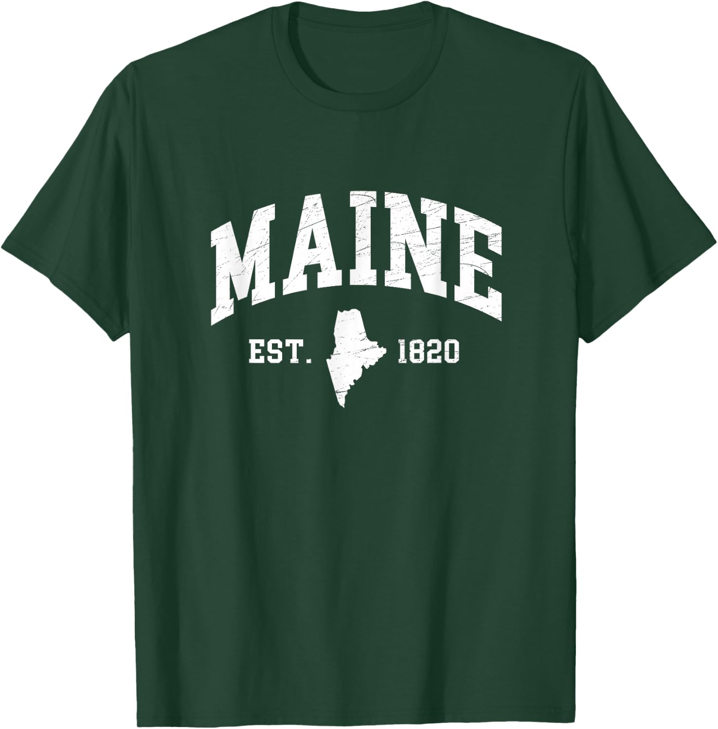 Maine - Est. 1820 - Distressed/Worn Design Style - Classic T-Shirt - T-Shirt | Forest