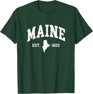 Maine - Est. 1820 - Distressed/Worn Design Style - Classic T-Shirt - T-Shirt | Forest