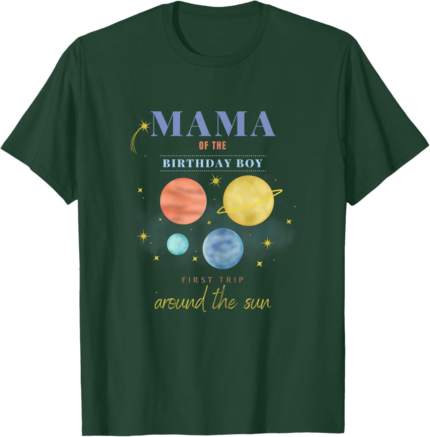 Mama Mom 1st Birthday First Trip Around The Sun Space Bday T-Shirt - T-Shirt | Forest