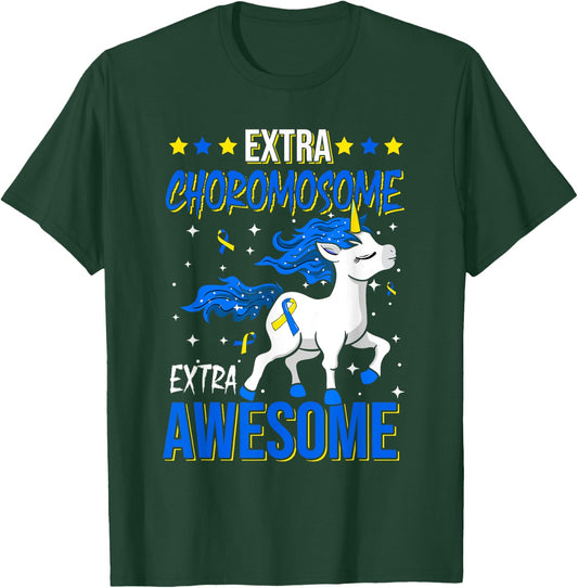 T21 Extra Chromosome Extra Awesome Down Syndrome Awareness T-Shirt - T-Shirt | Forest