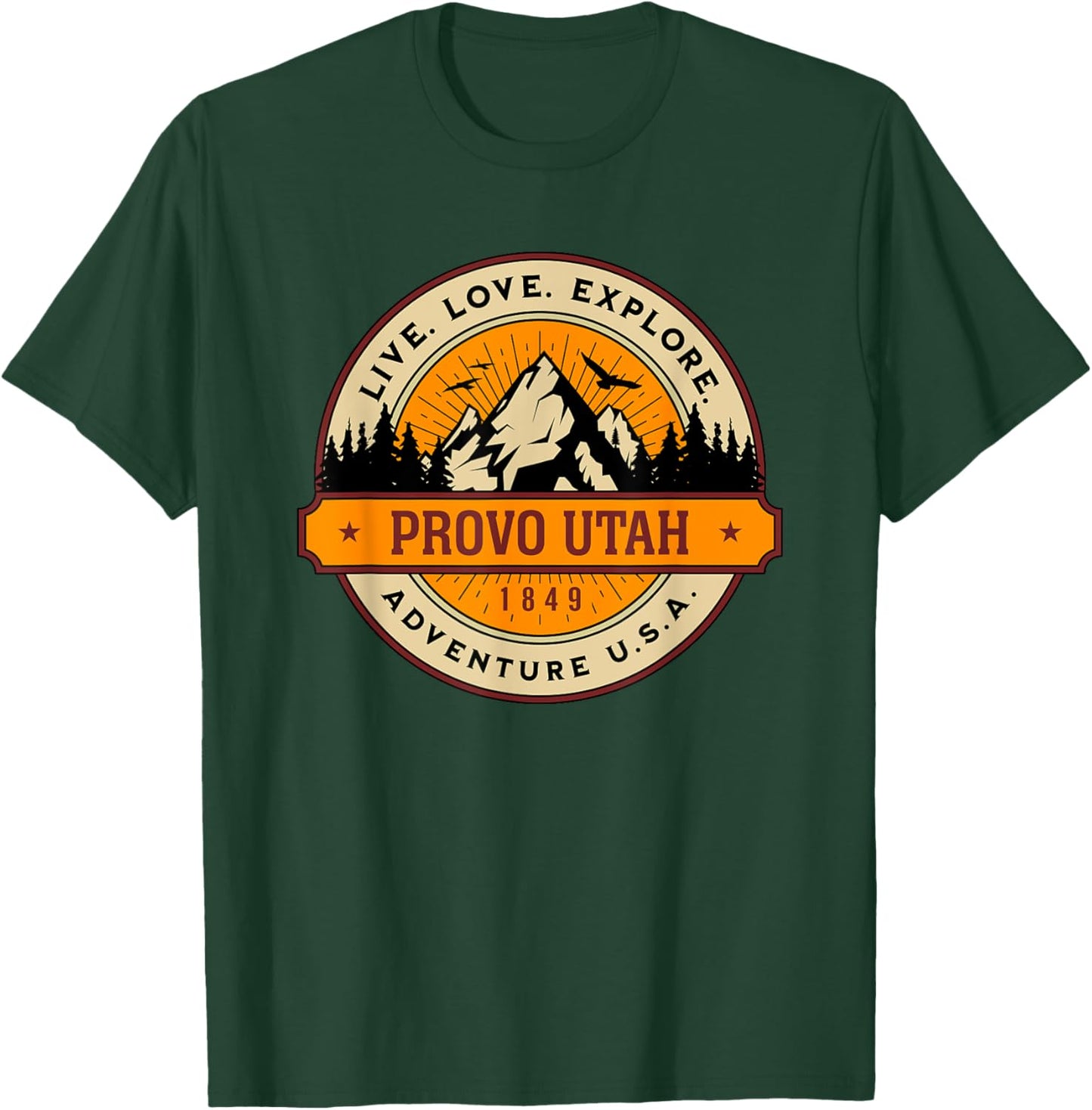 Provo Utah Adventure USA Vintage Style Design T-Shirt - T-Shirt | Forest