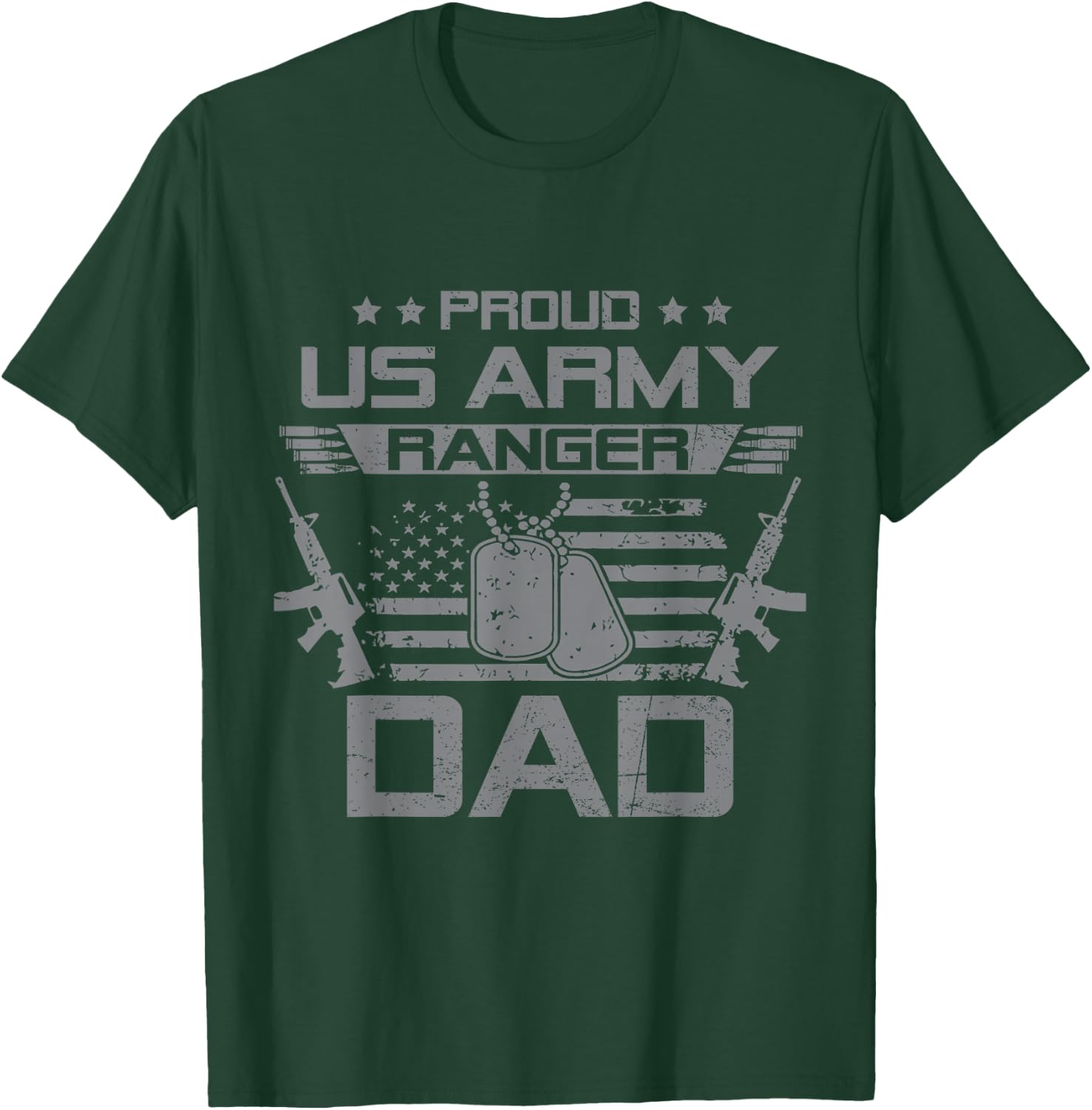 Proud US Army Ranger Dad Flag American USA Military T-Shirt - T-Shirt | Forest