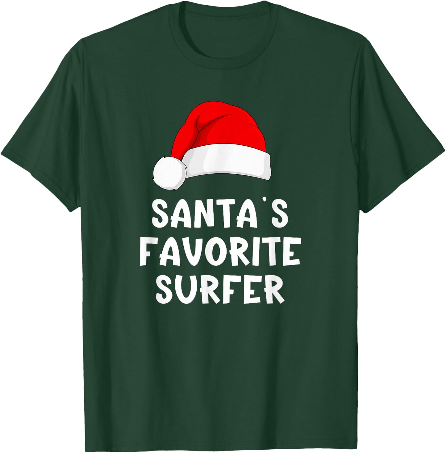Christmas Santa's Favorite Surfer Funny Xmas Surfing Surf T-Shirt - T-Shirt | Forest