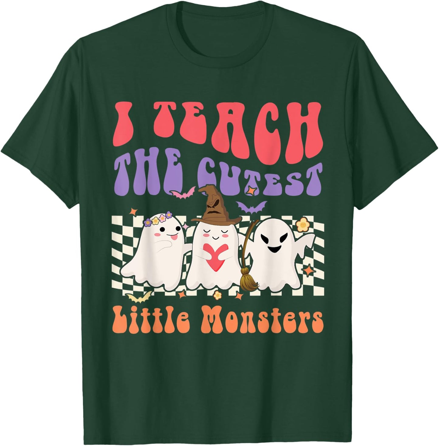 Ghost Witches I Teach The Cutest Monsters Halloween Teacher T-Shirt - T-Shirt | Forest