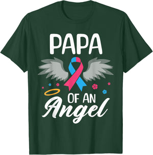 Papa of Angel Pregnancy and Infant Loss Awareness Memorial T-Shirt - T-Shirt | Forest