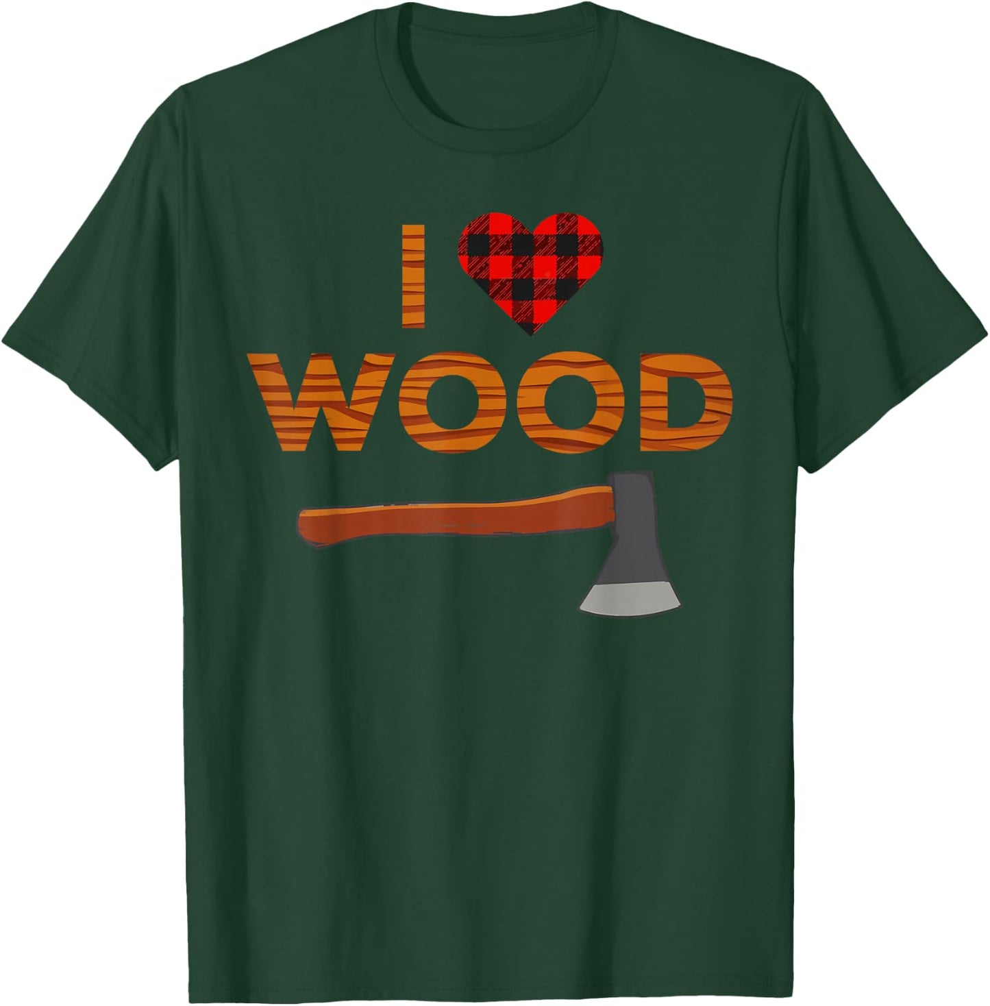 I Love Wood Lumberjack Heart Halloween Party Woodworking T-Shirt - T-Shirt | Forest