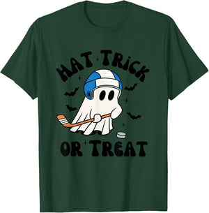 Hat Trick or Treat, Hilarious Hockey Halloween Family Shirt T-Shirt - T-Shirt | Forest