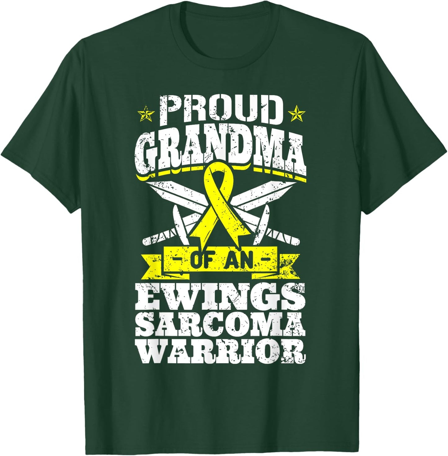 Proud Grandma Of An Ewings Sarcoma Warrior Awareness Ribbon T-Shirt - T-Shirt | Forest