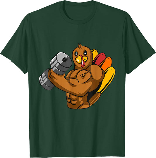 Turkey Bodybuilding Thanksgiving Day Gym Workout Fitness T-Shirt - T-Shirt | Forest