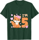 5th Fox Birthday Party Five Year Old Girl Fox Birthday T-Shirt - T-Shirt | Forest