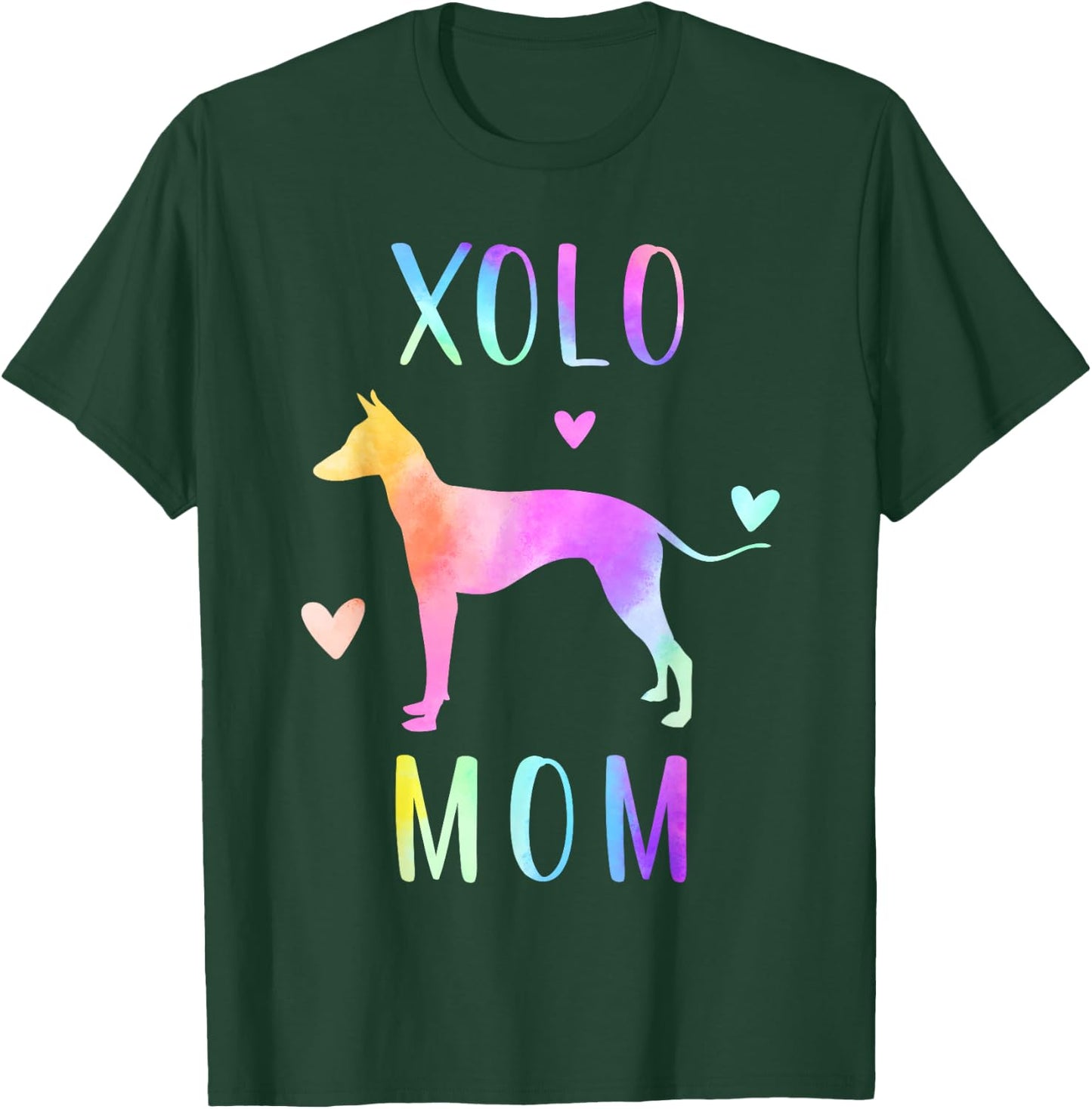 Xolo Mom Xoloitzcuintle Dog Mom Rainbow Watercolor T-Shirt - T-Shirt | Forest