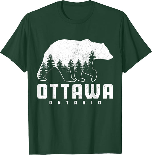 Ottawa Ontario Canada Bear Grizzly Pride Outdoor Vintage T-Shirt - T-Shirt | Forest