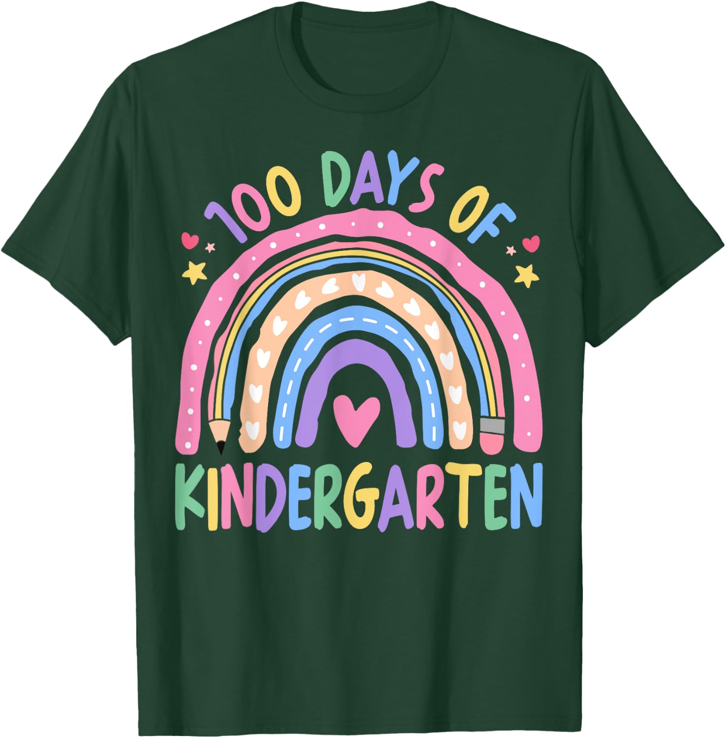 100th Day of Kindergarten Teacher Kids 100 Days Smarter T-Shirt - T-Shirt | Forest