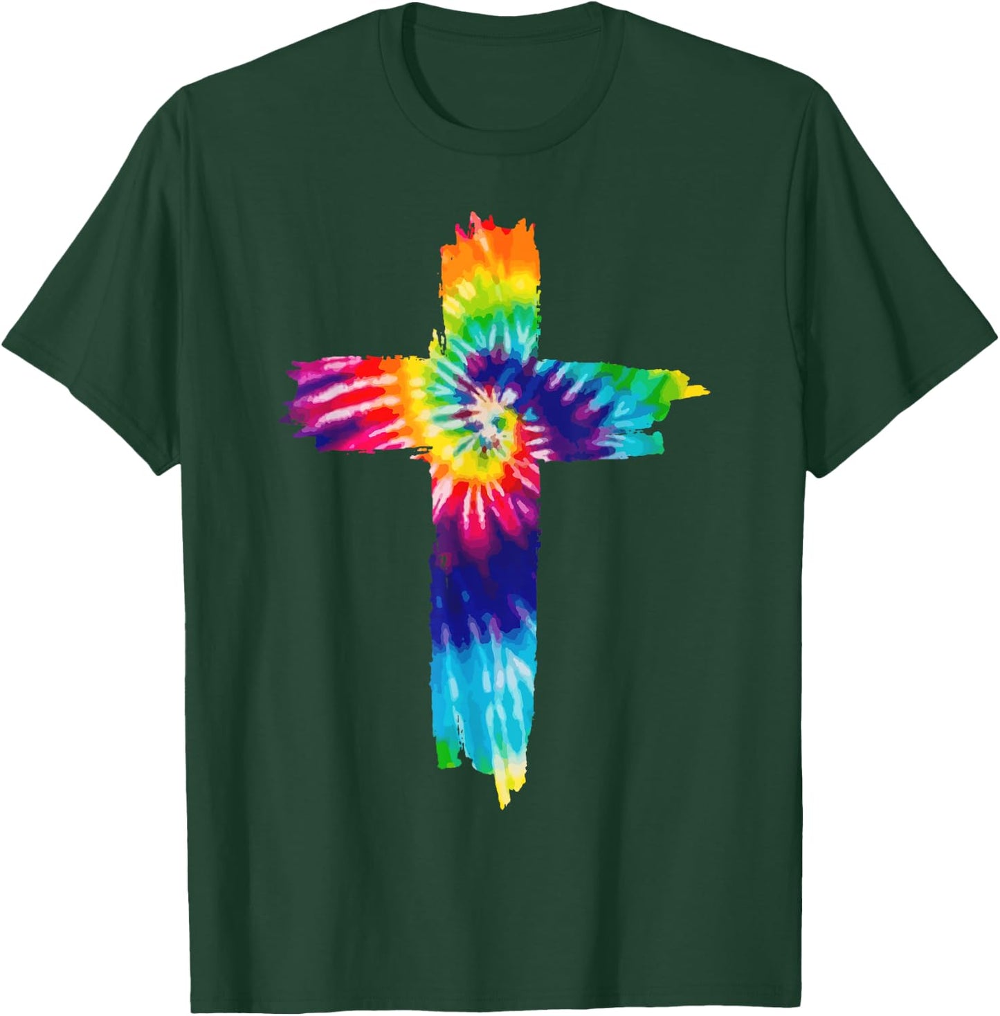 Cross Tie Dye Christian Jesus Hippie Bible Religious T-Shirt - T-Shirt | Forest