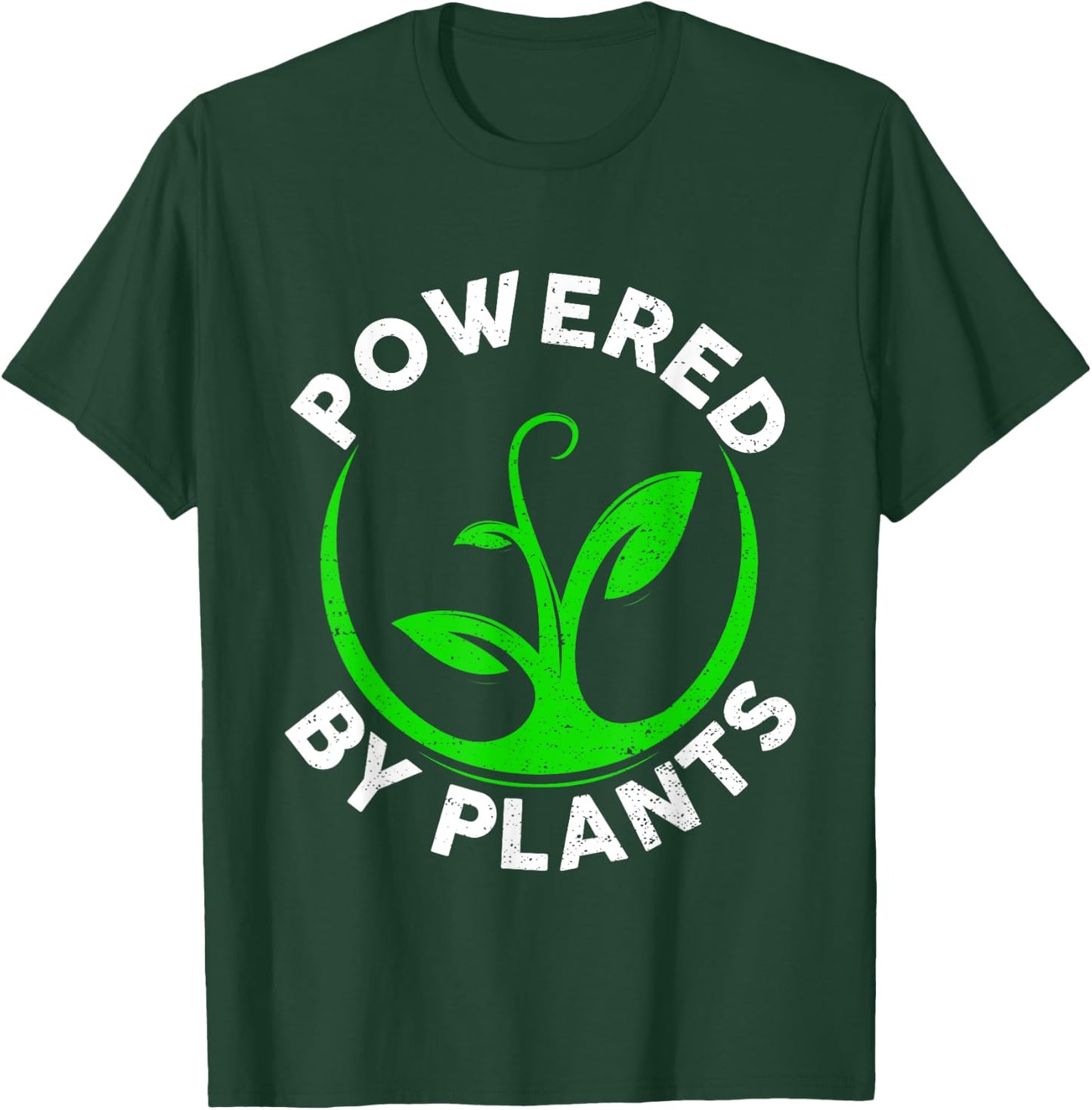 Powered By Cute Plants Funny Retro Workout Vegan Vegetarian T-Shirt - T-Shirt | Forest