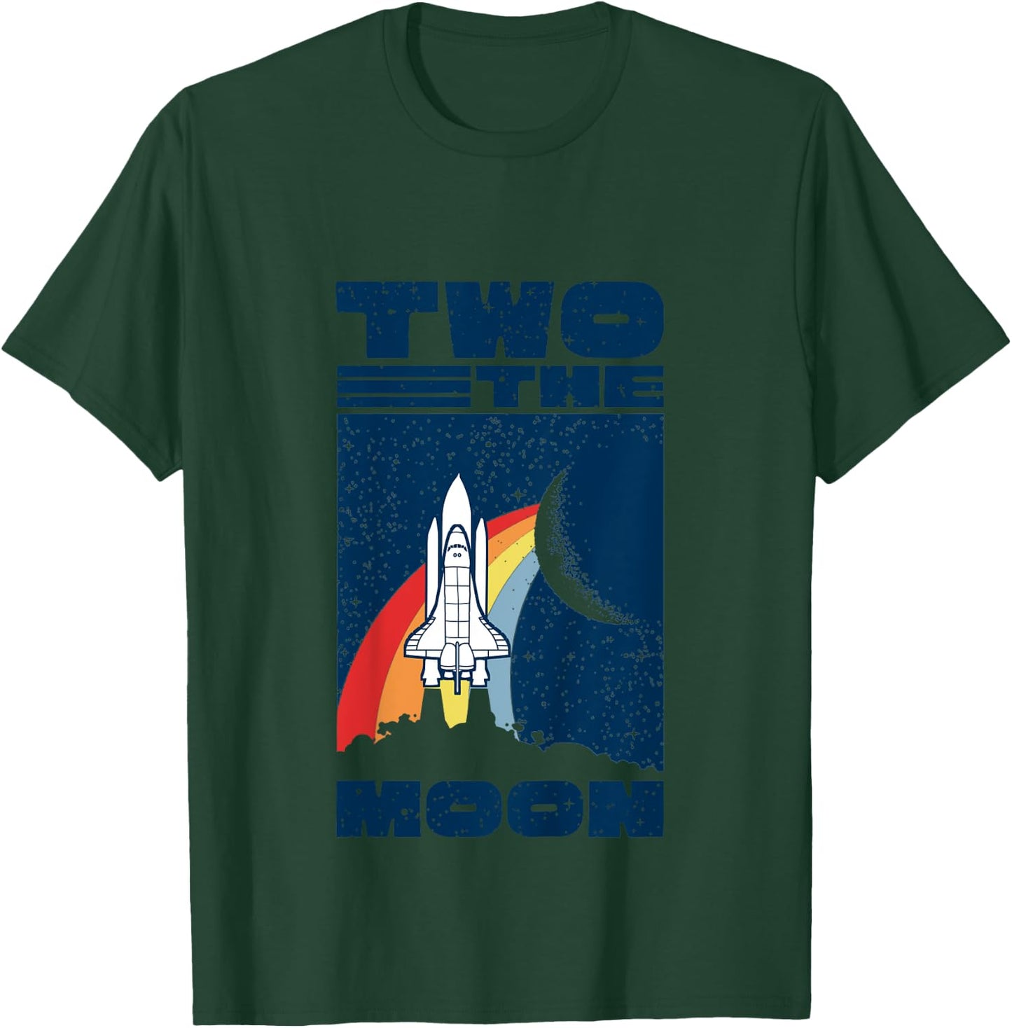 Vintage Retro Two The Moon 2 Year Old 2nd Birthday Party T-Shirt - T-Shirt | Forest