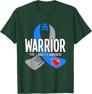 Warrior Type 1 Diabetes Awareness T-Shirt - T-Shirt | Forest