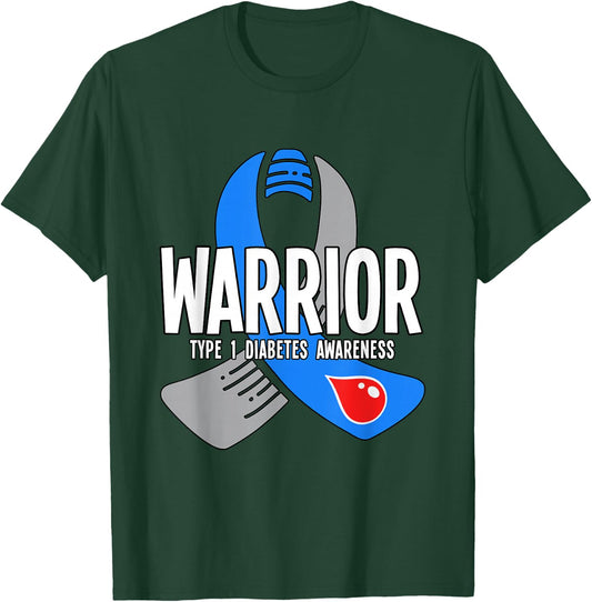 Warrior Type 1 Diabetes Awareness T-Shirt - T-Shirt | Forest
