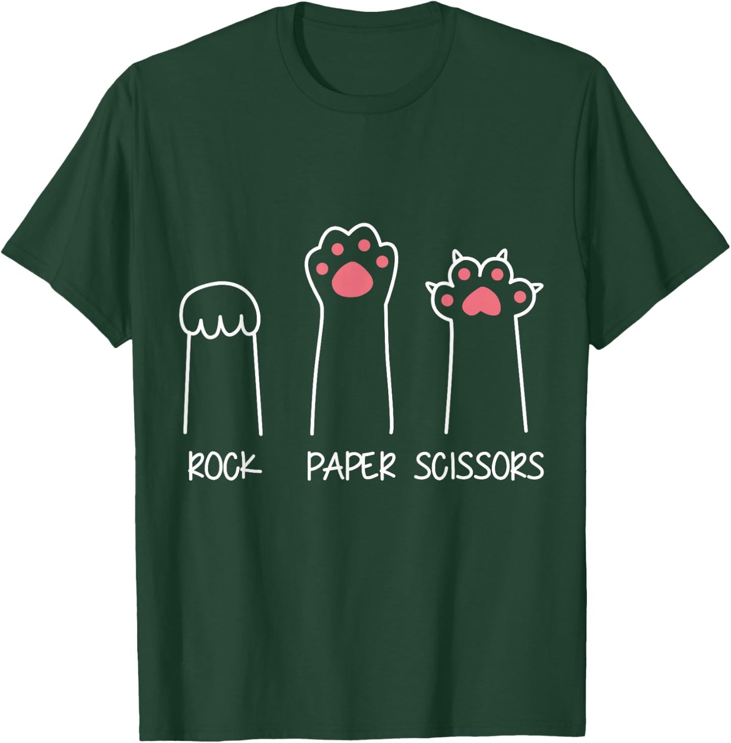 Rock Paper Scissors Hand Game Meme Animal Paw Cat T-Shirt - T-Shirt | Forest