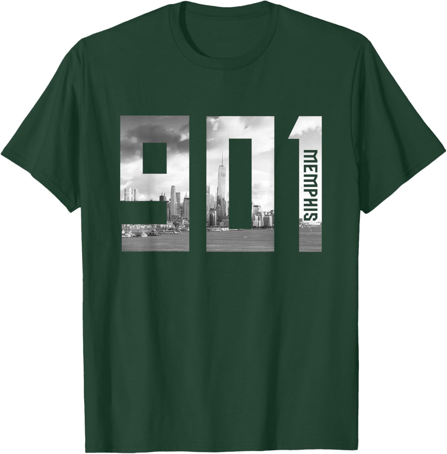 Vintage Memphis Tennessee 901 Area Code Skyline T-Shirt - T-Shirt | Forest