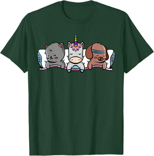 Unicorn Animal Sleeping Kitten Puppy Children T-Shirt - T-Shirt | Forest