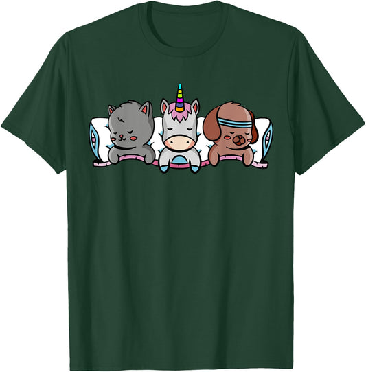 Unicorn Animal Sleeping Kitten Puppy Children T-Shirt - T-Shirt | Forest