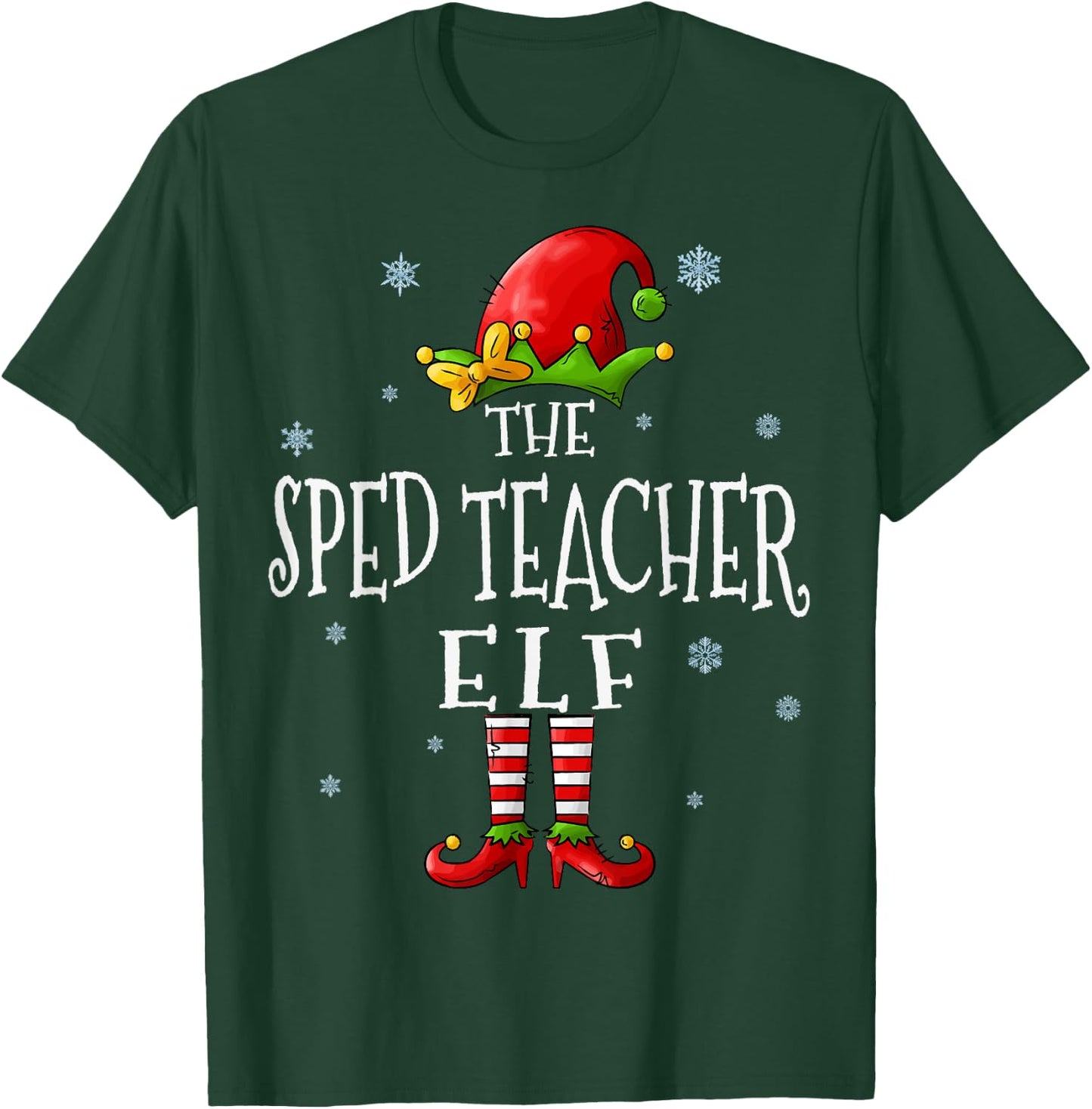 The Sped Teacher Elf Squad Funny Groupe Matching Christmas T-Shirt - T-Shirt | Forest