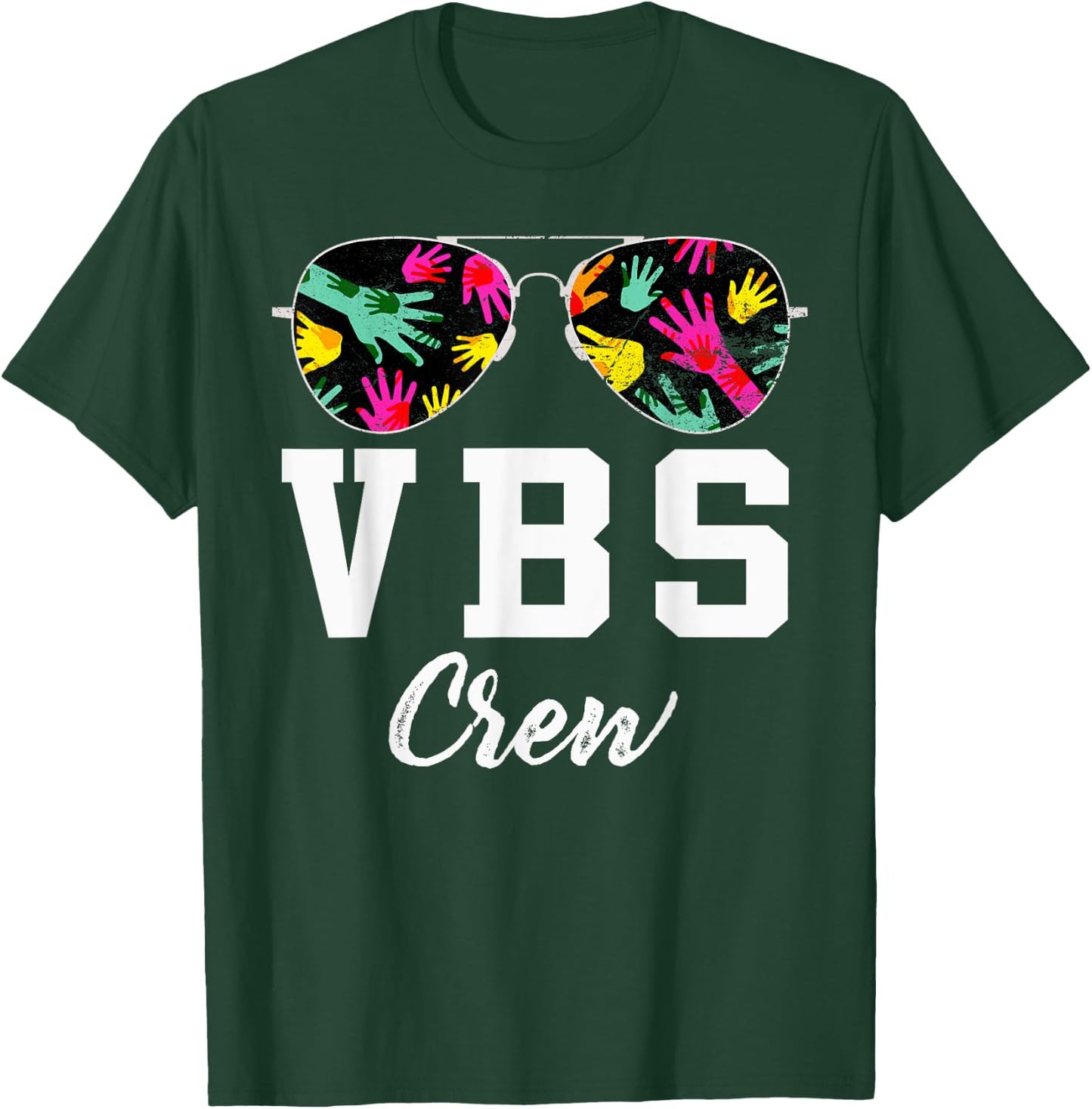 VBS Crew Vacation Bible VBS Teacher Handprints Sunglasses T-Shirt - T-Shirt | Forest